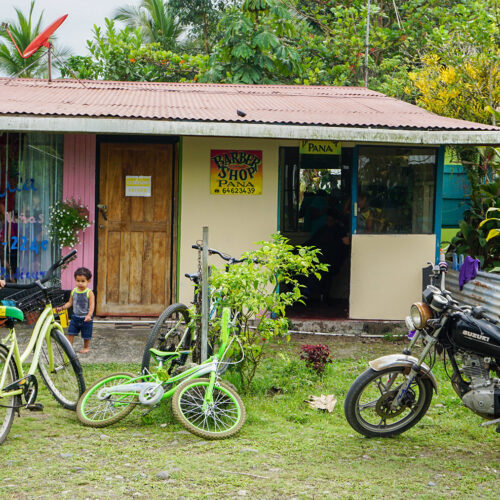 street view of a small coastline Caribbean town
