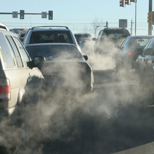 clouds of car exhaust fumes