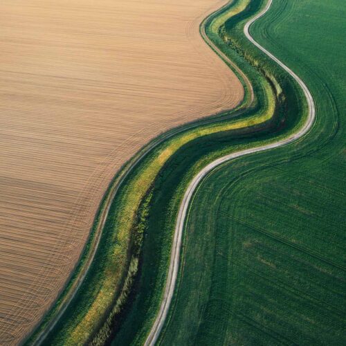 aerial view of road