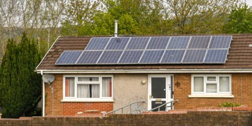 solar panels on the roof of a bungalows