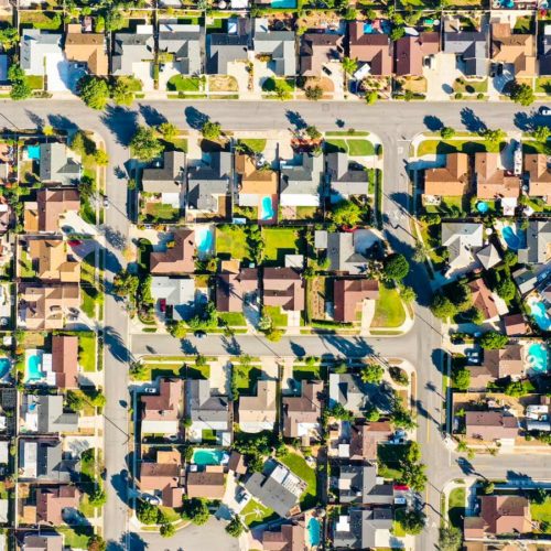 aerial suburban houses