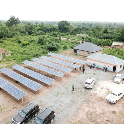 Benin aerial photo of solar panel field