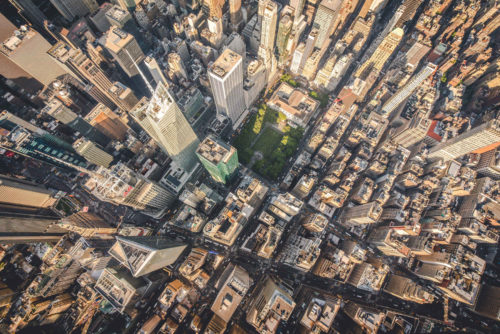 Aerial photograph taken from a helicopter in New York City