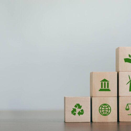 environmental logo wooden blocks