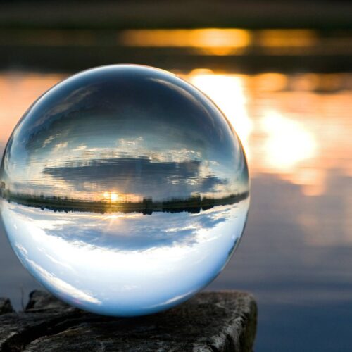 glass orb at sunset
